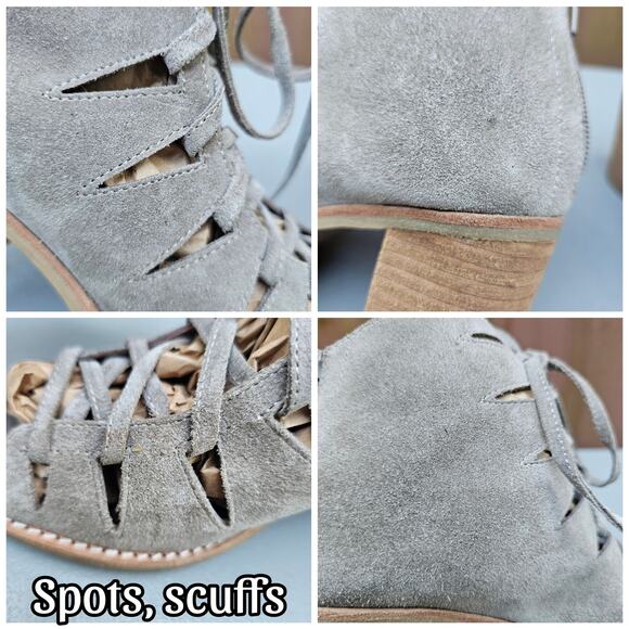 Suede Open Toe Bootie Jeffrey Campbell Size 10 Taupe Leather Ghillie Sandal Boot - Picture 10 of 13